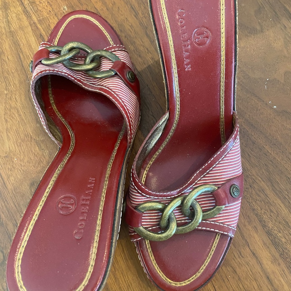 Cole Haan Kina Sandals with metallic accents.